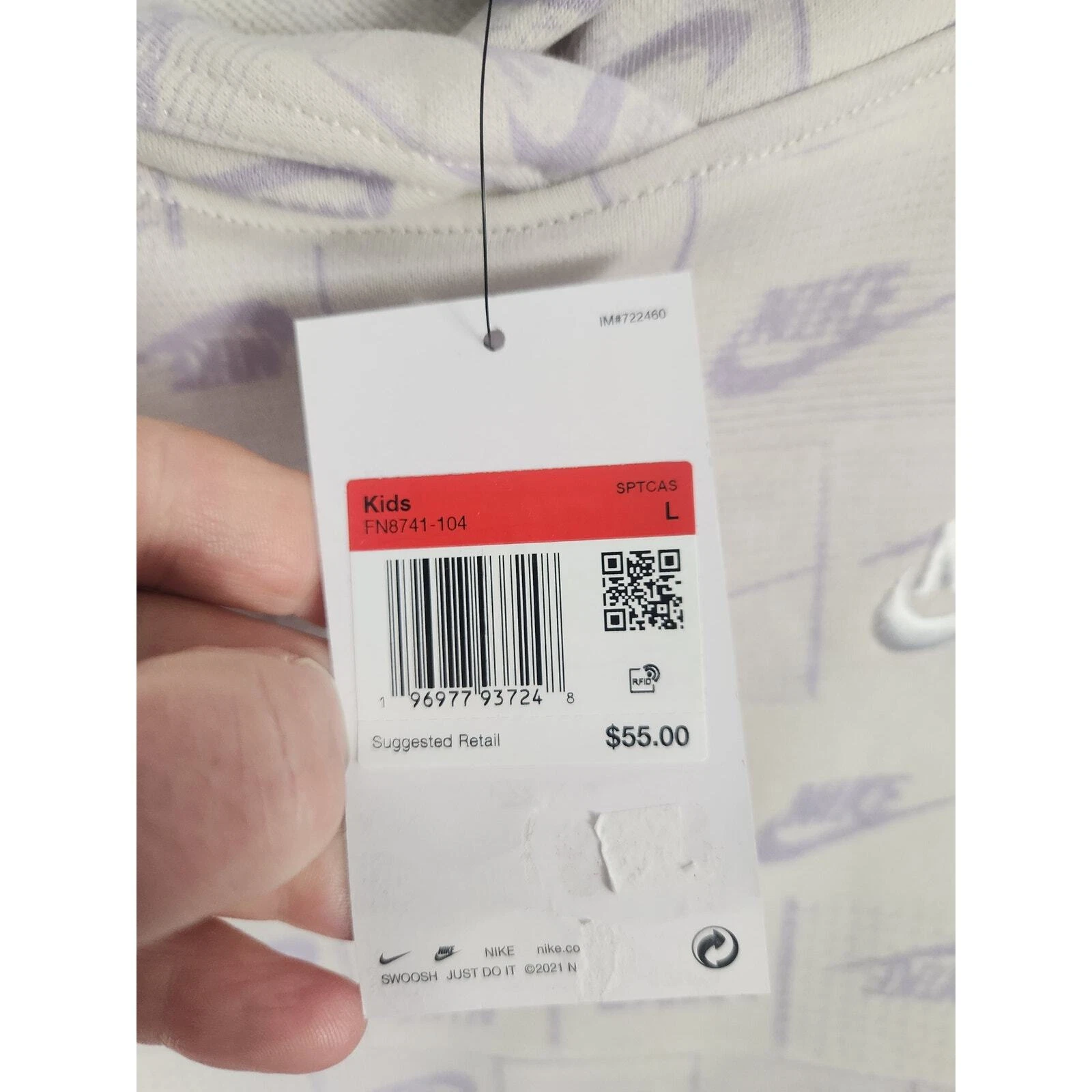 OFF WHITE Felpa Nike con cappuccio nuova con etichetta giovane grande