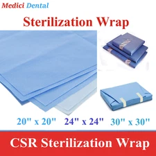 Autoclave CSR Sterilization Wrap 12 x 12, 15 x 15, 20"x20", 24 x 24, 100pcs/Bag