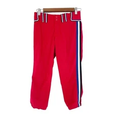 Boombah Youth Baseball Pants Red Elastic Waist Size 28 Striped Retro USA Retro