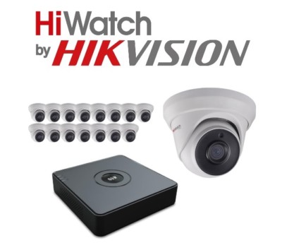 HiWatch 16 Kanäle 1080P Lite DVR & 16 X THC-T220 IP66 40m IR,T Dome Überwachungskamera KIT