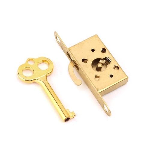 Vintage Drawer Lock With for Key Antique Small Box Cabinet Door Locks Furniture - Picture 7 of 8