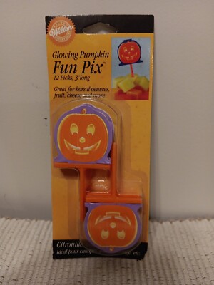 Vintage Wilton Halloween Picks Glowing Pumpkin Cupcake Picks 1996