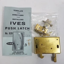 Vintage Ives 820F3 Cabinet Push Latch Surface Mounted Wrought Steel Bright Brass