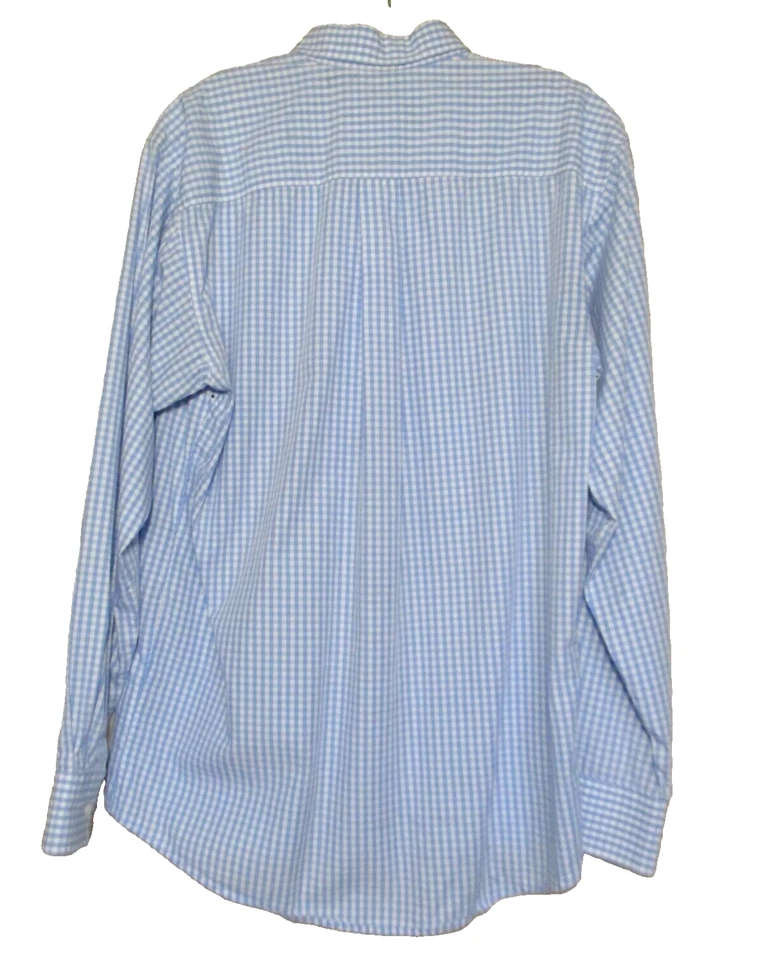 Camisa de rendimiento a cuadros King Ranch S para hombre manga larga azul claro blanco Foto 2 de 4