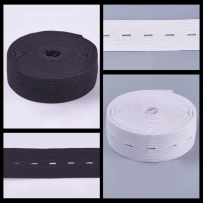 1 m Lochgummi 40 mm schwarz weiss Gummiband Knopflochgummi Gummilitze Wäscheband