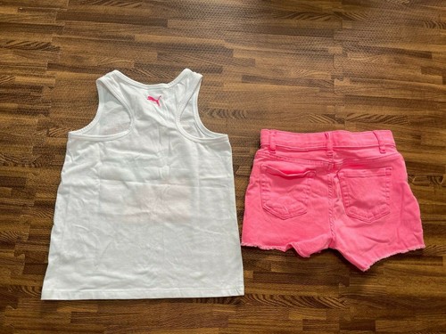 Lot of 2pcs Girls Sz 6: Puma Tank Top White & The Children’s Place Shorts Pink - Picture 2 of 6