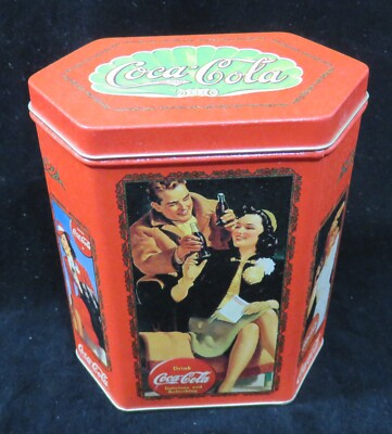 Coca-Cola Tin Hexagon Drink Coca-Cola Delicious & Refreshing VTG. 1997