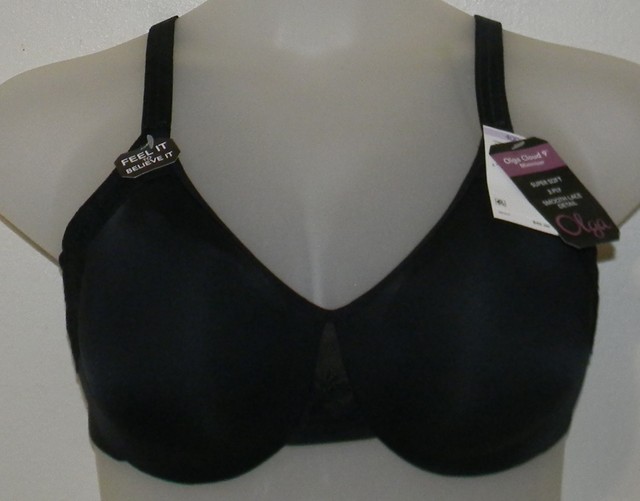 Olga Cloud 9 Full Figure 2 Ply Lace Trim Minimizer Bra GI8961A Black