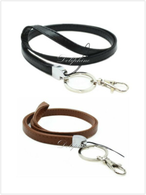 Heavy Duty Leather PU Necklace Lanyard with Key chain for ID badge holder 