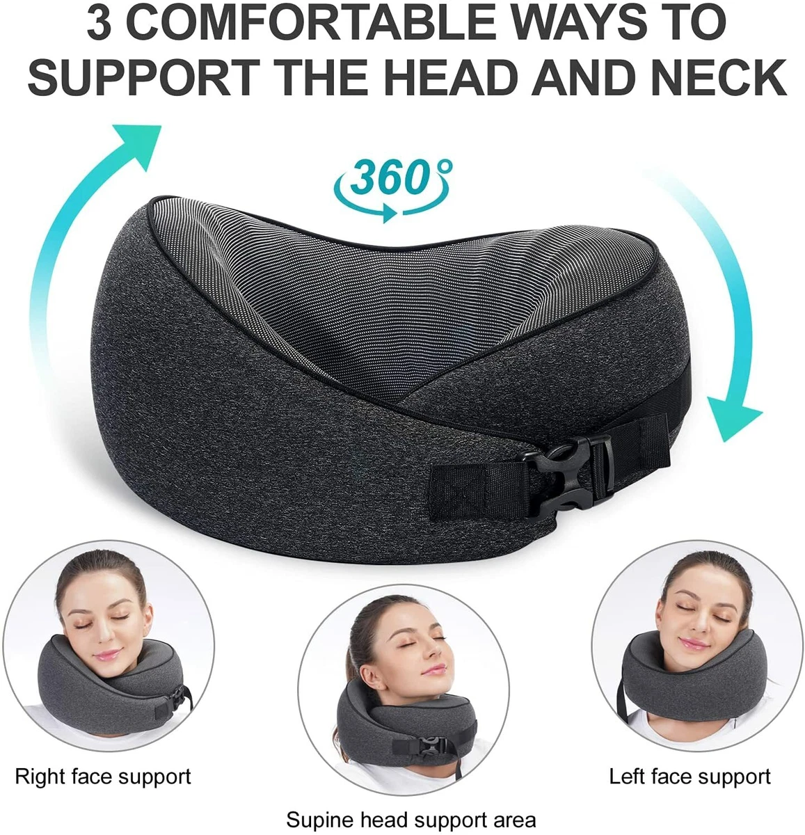 Travel Neck Pillow 100 Pure Memory Foam Travel Pillow 360 Degree Adjustable