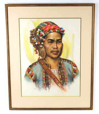 Cesar Amorsolo 1903-1998 Portrait Pastel Painting Signed Original 