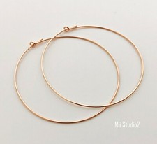 4pcs 45mm 14k ROSE gold filled round beading hoop earring earwire E18rg