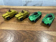 Set Of 4 Matchbox Rolamatics 1973 (2) Stout Tanks and (2) Weasels Diecast