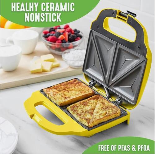 GreenLife Pro Electric Panini Press Grill and Sandwich Maker, Yellow - Picture 1 of 8