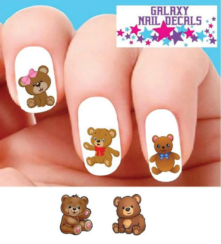 Waterslide Bears Nail Decals Set of 20 Cute Teddy Bear Assorted