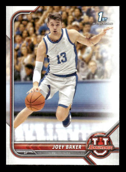 2021-22 Bowman University #54 Joey Baker Rookie Duke Blue Devils