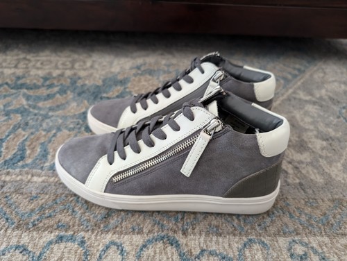 BLONDO Genesis Sneakers Women 8M Gray Leather Zip Lace Up Wedge Shoes - Picture 2 of 12