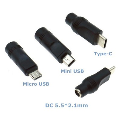 Yj80615 Jack Socket Power-Adapter Mini-Usb-Usb-C Bis Dc 2 1 Mm Schwarz）  