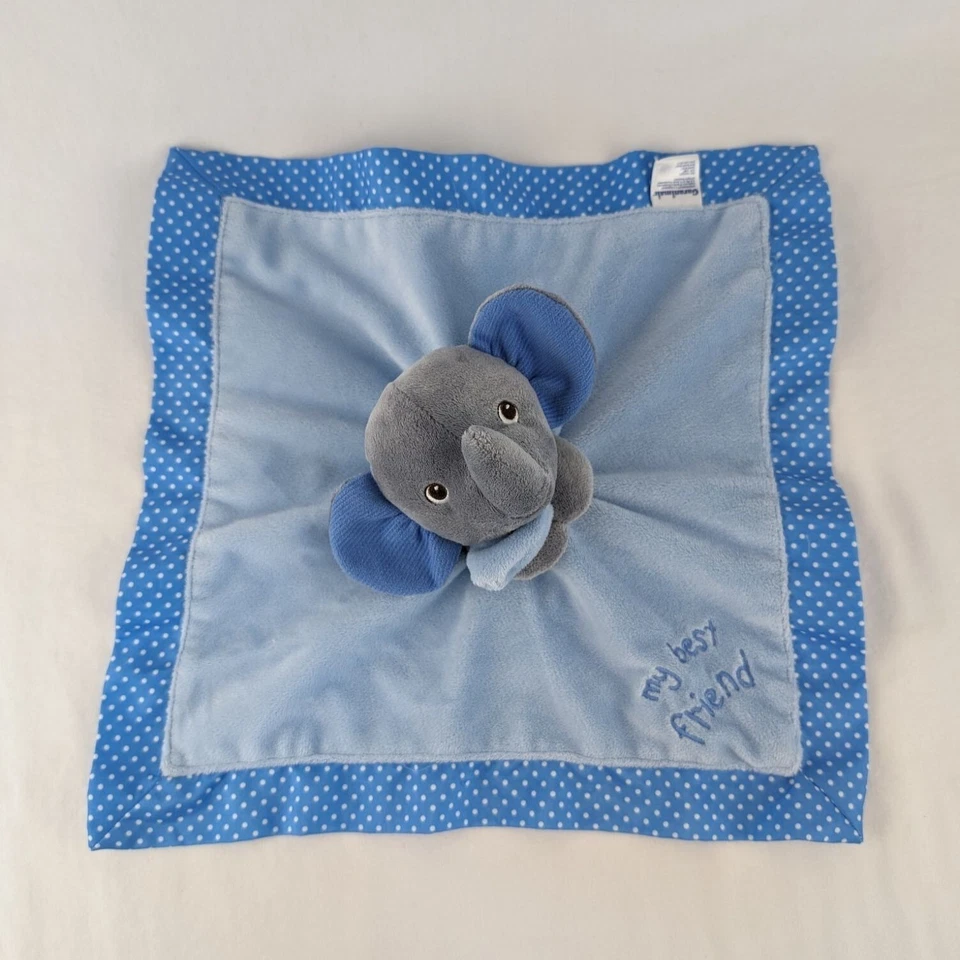Manta de seguridad Garanimals Elephant Lovey azul lunares satinado My Best Friend Foto 4 de 4