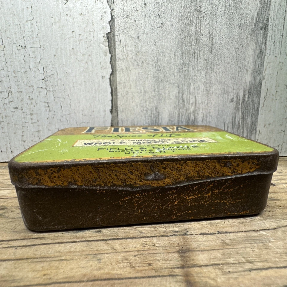 Vintage Fiesta Spice Tin - Whole Mixed Spice-Field & Start Utica NY Advertising - Image 2 of 4