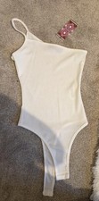 White One Shoulder Bodysuit From Boohoo Size 6 Never Worn Tags Attached