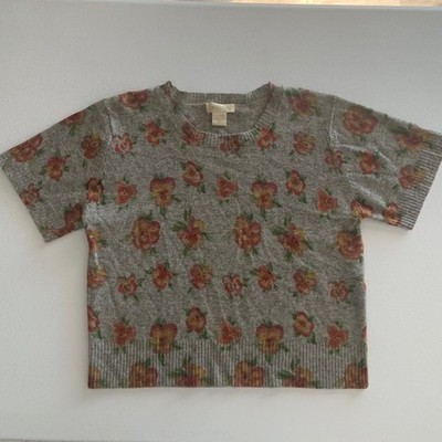Vintage 80s 90s Pierre Cardin Floral Knit Sweater M Cottagecore Old Money Preppy