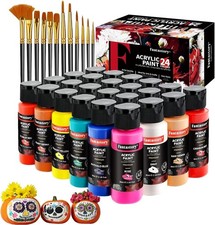 Fantastory Metallic Acrylic Paint Set with 12 Brushes - 20 Color-Shifting Shades