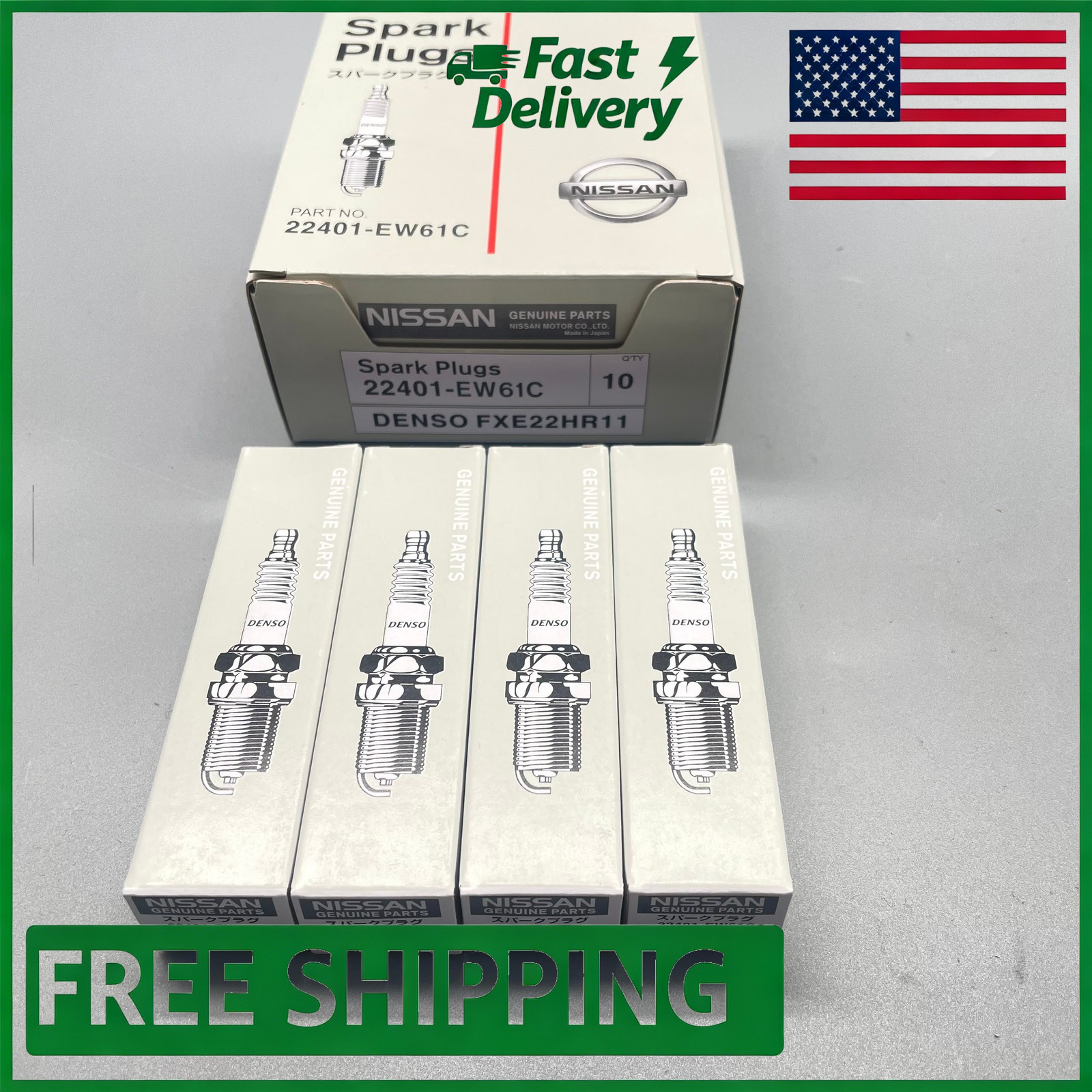 NISSAN IRIDIUM SPARK PLUG BY DENSO - SET OF 4  NEW OEM 22401-EW61C