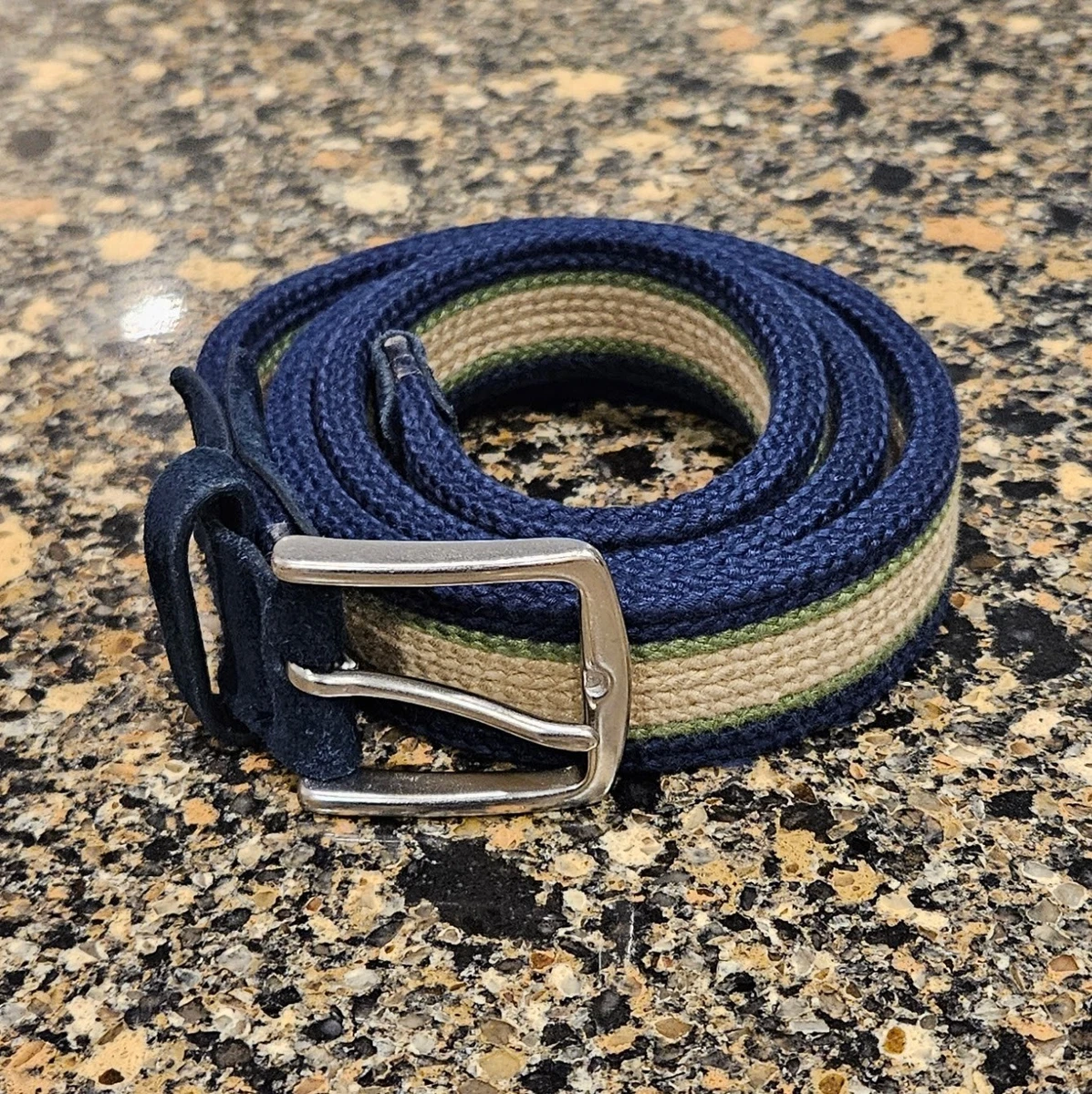 Banana Republic Woven Navy Belt with Round Brass Buckle Braided Leather Belt | Banana Republic main image 3