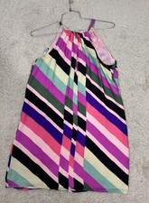 Trina Turk Rancho Wind Chimes Striped Silk Mini Dress Large