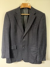 Vintage Oscar de la Renta Wool Grey Black Houndstooth Blazer Sport Coat 44 L