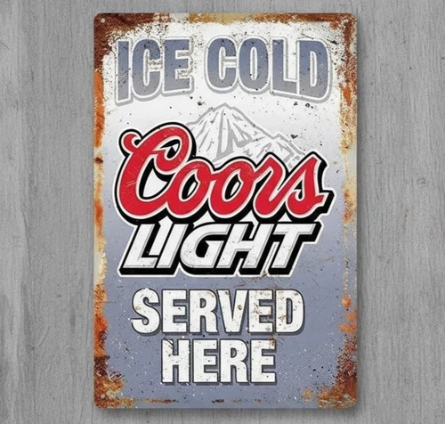 Ice Cold Coors Light Beer 8 x 12 Vintage Novelty Metal Sign Made In USA New!