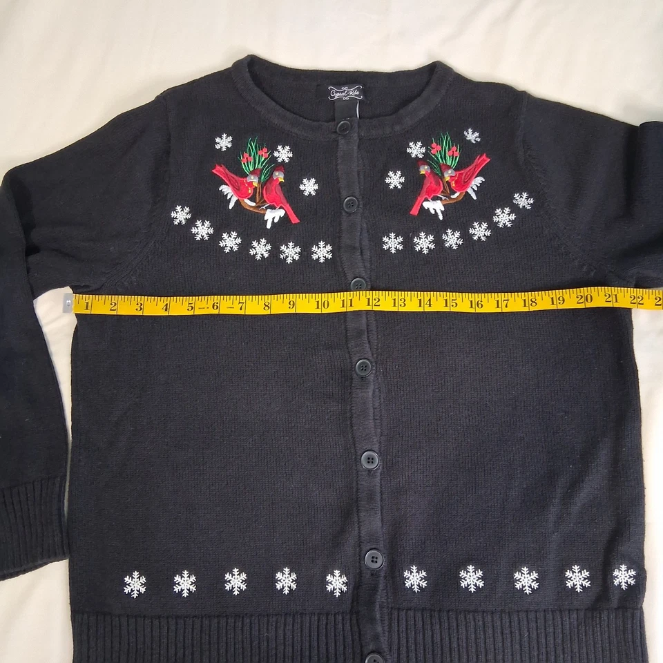 Кристалл Кобе черный Sz L на пуговицах свитер праздничный праздник кардинал Рождество  - Изображение 3 из 4