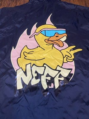 NWT Neff Black Skate Surf Lined Graphic Duck Windbreaker Jacket Size XL Flame
