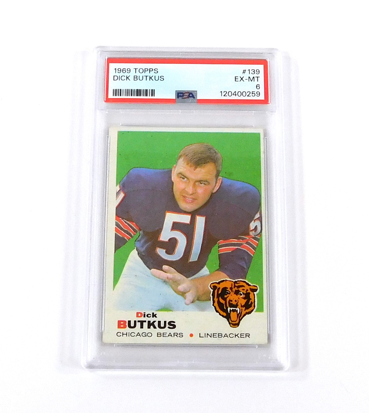 1969 Topps Football Dick Butkus #139 Bears PSA 6 DF036567