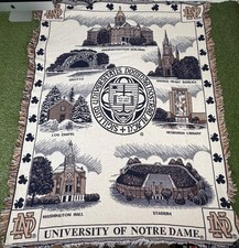 Vintage University of Notre Dame Fighting Irish Campus Catholic Throw Blanket