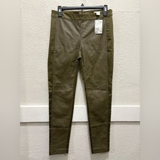H M Faux Leather Olive Green Skinny Pants NWT 8