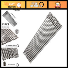 11pcs Extra Long Torx Screwdriver Bit Set, Magnetic S2 Steel Star Bits 1/4" Hex