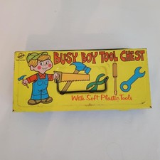 Vintage 1970s Busy Boy Tool Chest Ohio Art Tin Box With Tools