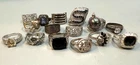 15 Sterling Silver, Vintage Modern, Cocktail, ring lot, sizes 7-10,  94 gr