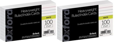 Oxford Heavyweight Ruled Index Cards, 3'' x 5'', White, 100 Per Pack (63500) (Pack