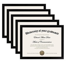 upsimples Certificate Frame with High Definition Glass 8.5" x 11" - 5 Pack