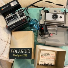 Vintage Polaroid Lot Model 103 Land Camera  SUN 600 LMS  Flashgun 268 Untested
