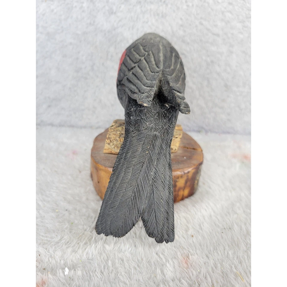 Скульптура резной деревянной птицы ручной работы Red Wing Blackbird с подписью Ralph Villemez 1984 - Изображение 4 из 4