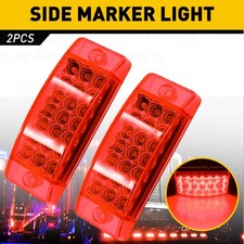 2pcs Red 21 Led 6 Side Marker Lights Clearance Light Truck Trailer Rv 12v 24v