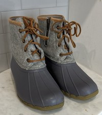 SPERRY Saltwater Duck Boots Gray Wool Thinsulate Insulated Women s Size 7 Casual