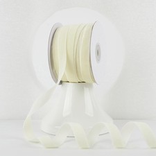 Ivory Velvet Ribbon 5/8 Inch Single Face Nylon 25 Yards, Cream Christmas Decor