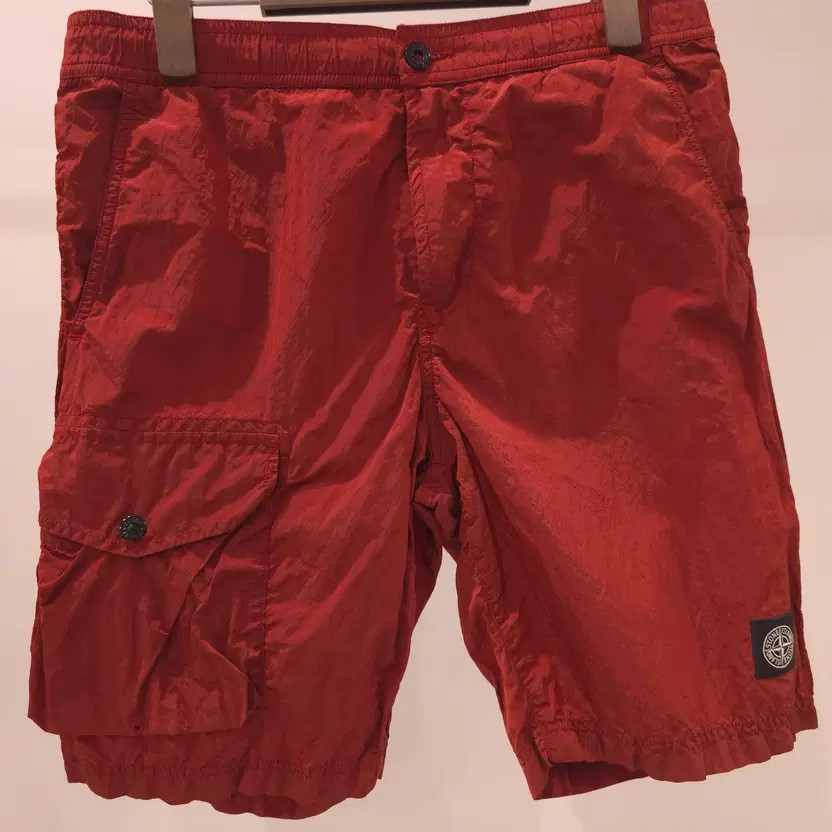 Stone Island Bermuda Beach Shorts S, Burgundy, Authentic, Pre-Owned thumbnail 2