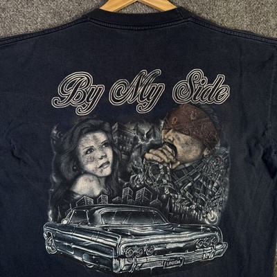 Vintage Low Rider Shirt Mens XL Navy 90s Mexico Chicano California Faded Chevy