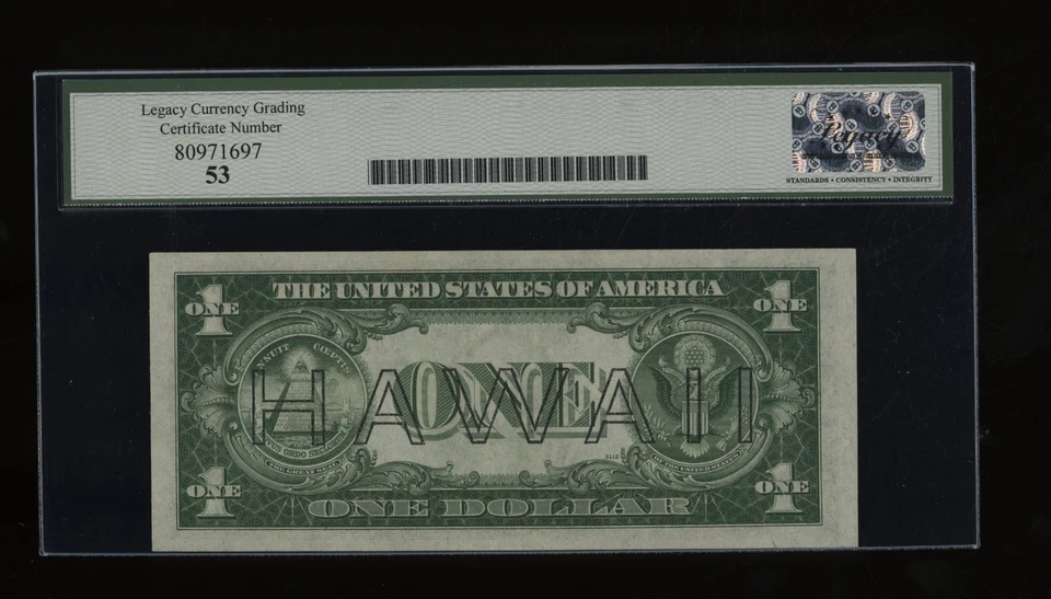 DBR 1935-A $1 Silver Hawaii SC Block Fr. 2300 Legacy 53 Serial S48128759C - Image 2 of 2